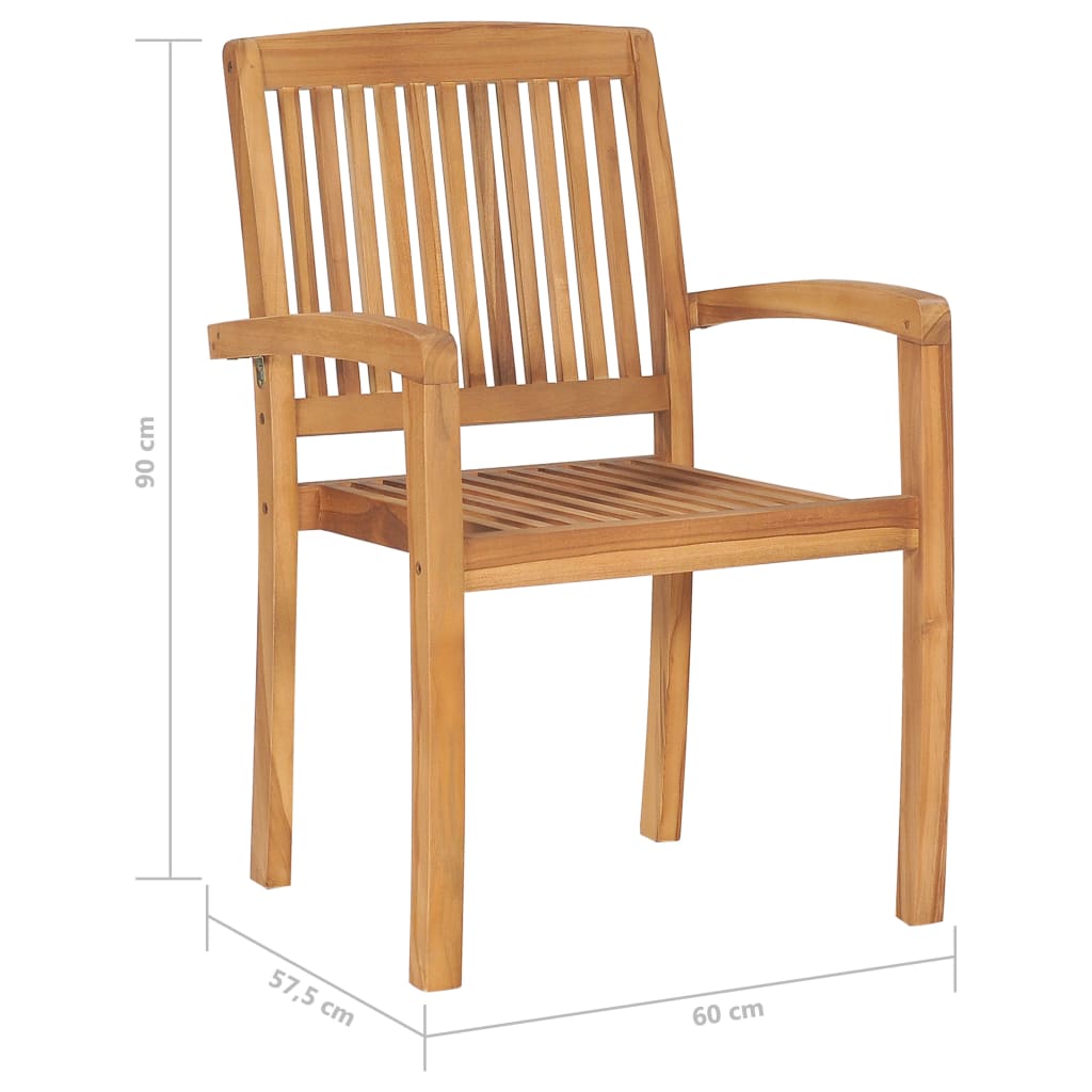 Stapelbare Gartenstühle mit Kissen 4 Stk. Massivholz Teak