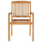 Stapelbare Gartenstühle mit Kissen 6 Stk. Massivholz Teak