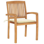 Stapelbare Gartenstühle mit Kissen 8 Stk. Massivholz Teak