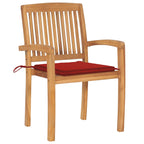 Stapelbare Gartenstühle mit Kissen 8 Stk. Massivholz Teak