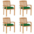 Stapelbare Gartenstühle mit Kissen 4 Stk. Massivholz Teak