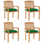 Stapelbare Gartenstühle mit Kissen 4 Stk. Massivholz Teak