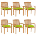 Stapelbare Gartenstühle mit Kissen 6 Stk. Massivholz Teak
