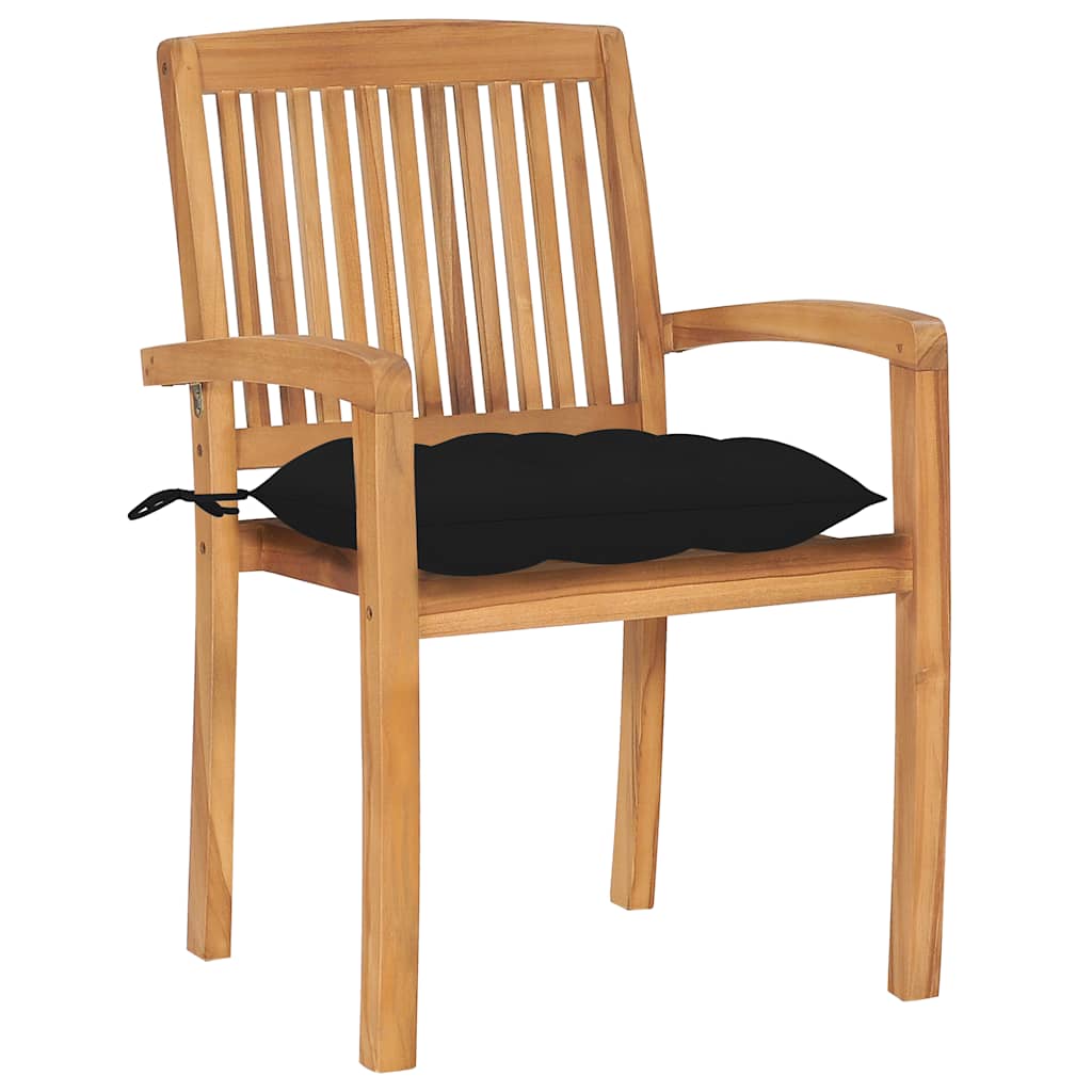 Stapelbare Gartenstühle mit Kissen 8 Stk. Massivholz Teak