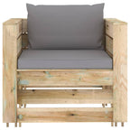 2-tlg. Garten-Lounge-Set mit Kissen Grün Imprägniertes Holz