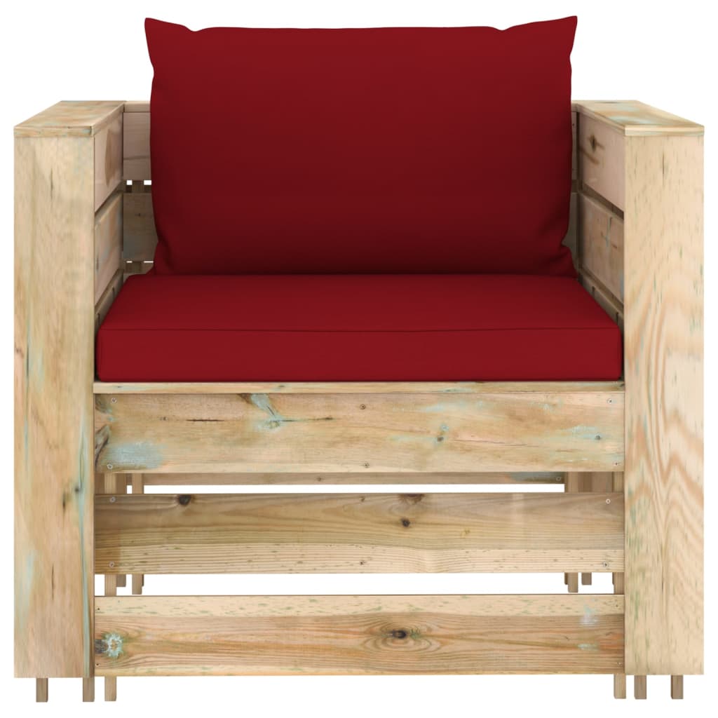 2-tlg. Garten-Lounge-Set mit Kissen Grün Imprägniertes Holz