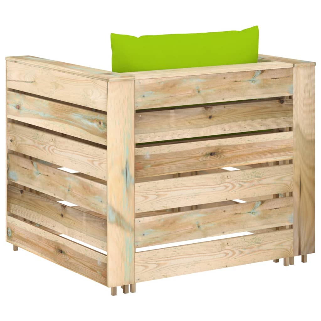 2-tlg. Garten-Lounge-Set mit Kissen Grün Imprägniertes Holz