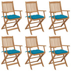 Klappbare Gartenstühle 6 Stk. mit Kissen Massivholz Akazie