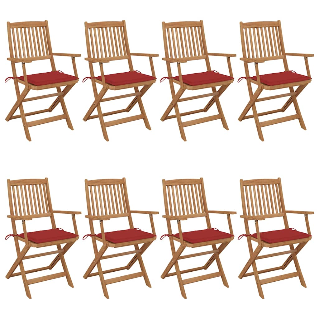 Klappbare Gartenstühle 8 Stk. mit Kissen Massivholz Akazie