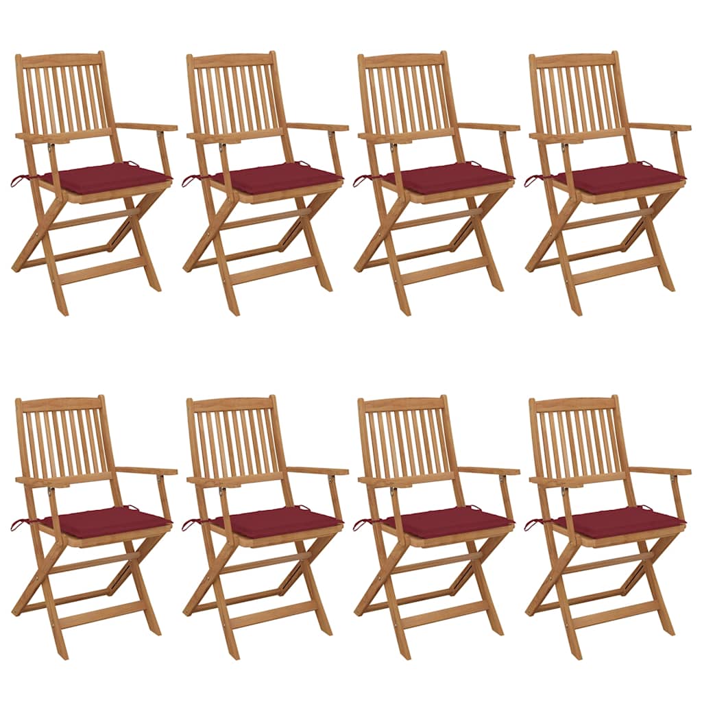 Klappbare Gartenstühle 8 Stk. mit Kissen Massivholz Akazie