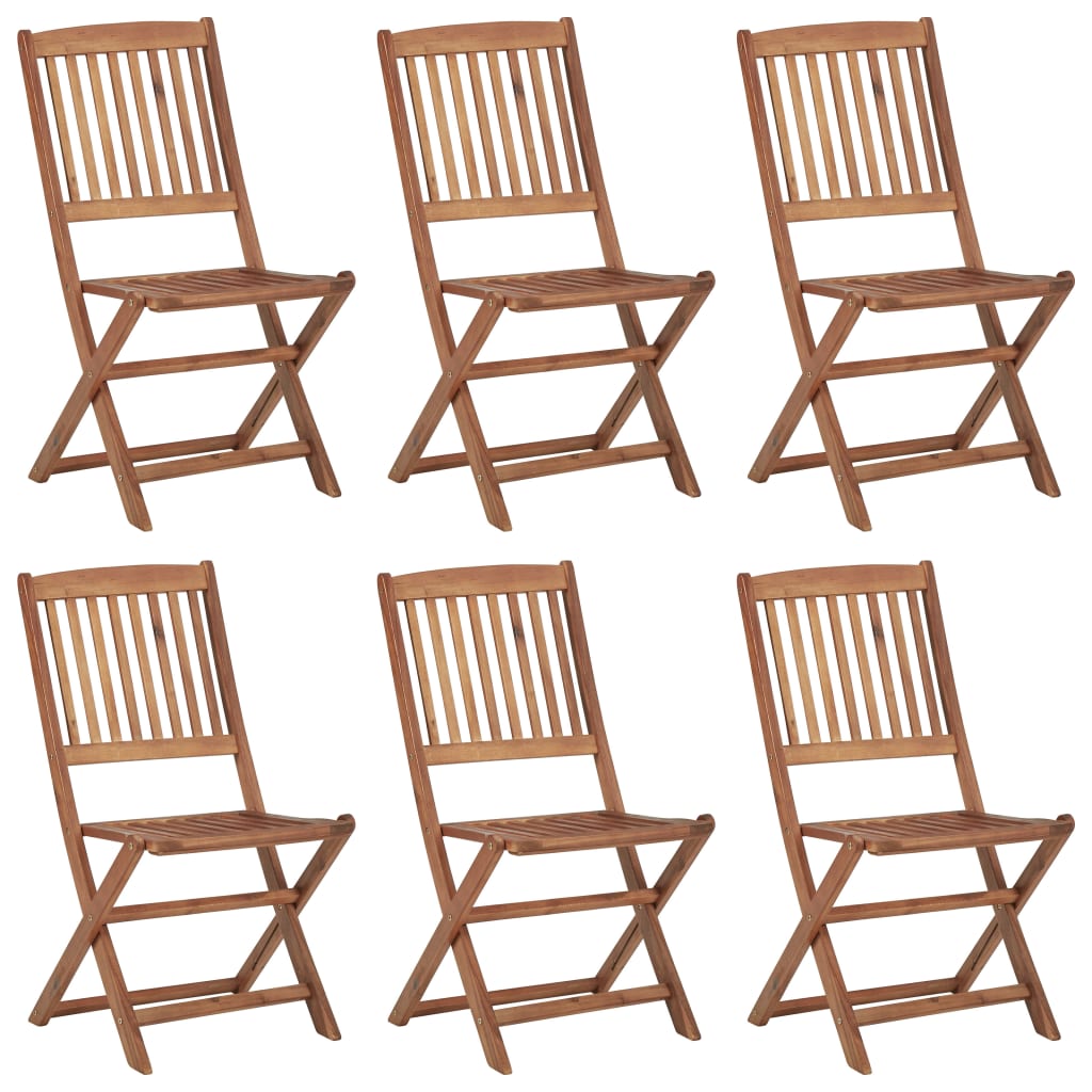 Klappbare Gartenstühle 6 Stk. mit Kissen Massivholz Akazie