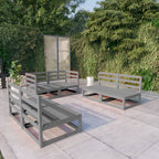 6-tlg. Garten-Lounge-Set Grau Massivholz Kiefer