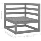 5-tlg. Garten-Lounge-Set Grau Kiefer Massivholz