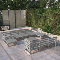 11-tlg. Garten-Lounge-Set Massivholz Kiefer