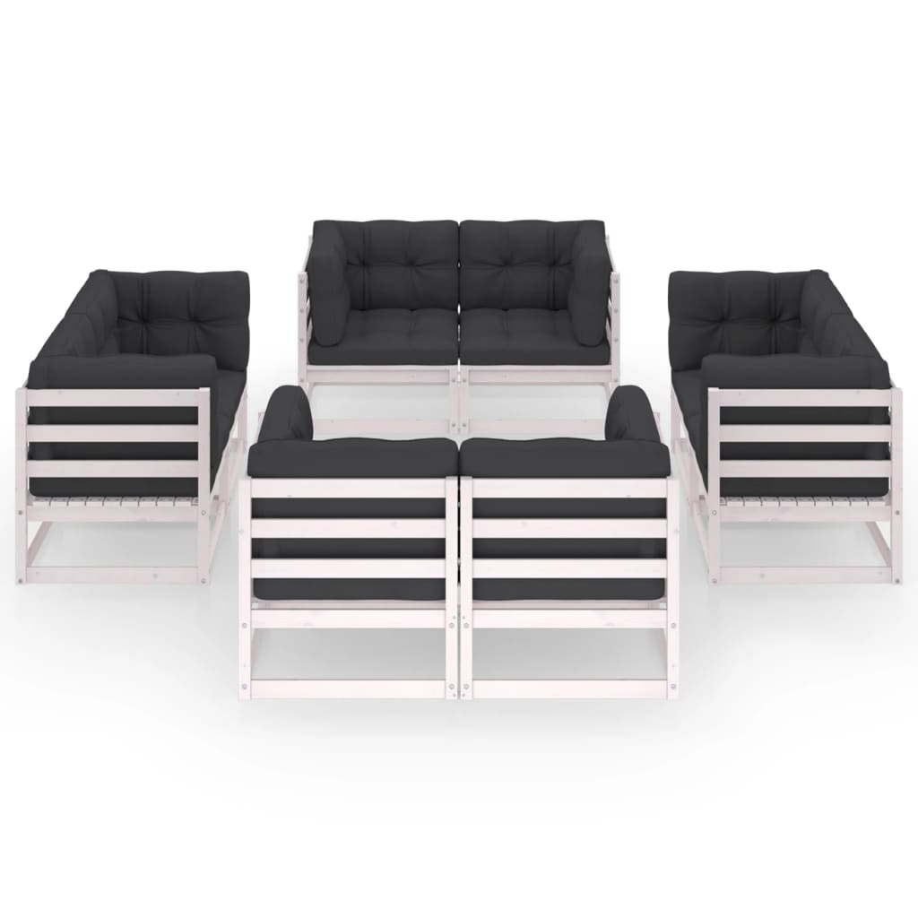 8-tlg. Garten-Lounge-Set mit Kissen Kiefer Massivholz