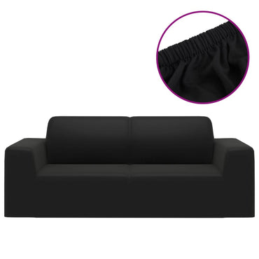 Stretch Sofahusse 2-Sitzer Schwarz Polyester-Jersey