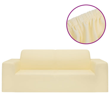 Stretch Sofahusse 2-Sitzer Creme Polyester-Jersey