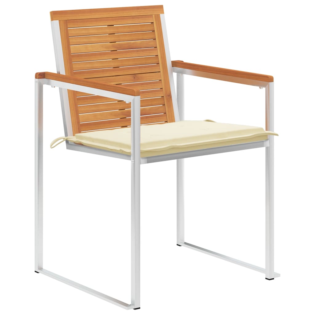 Gartenstühle 4 Stk. mit Kissen Massivholz Akazie