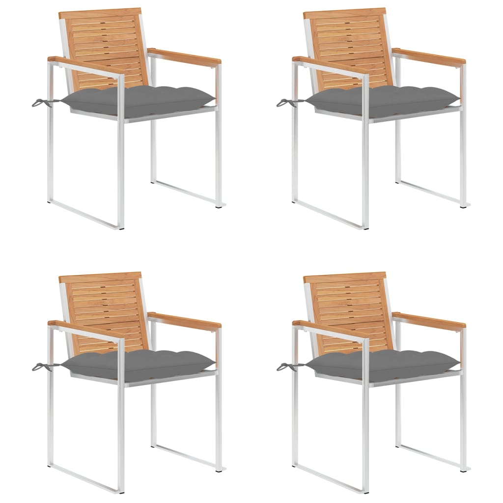 Gartenstühle 4 Stk. mit Kissen Massivholz Teak