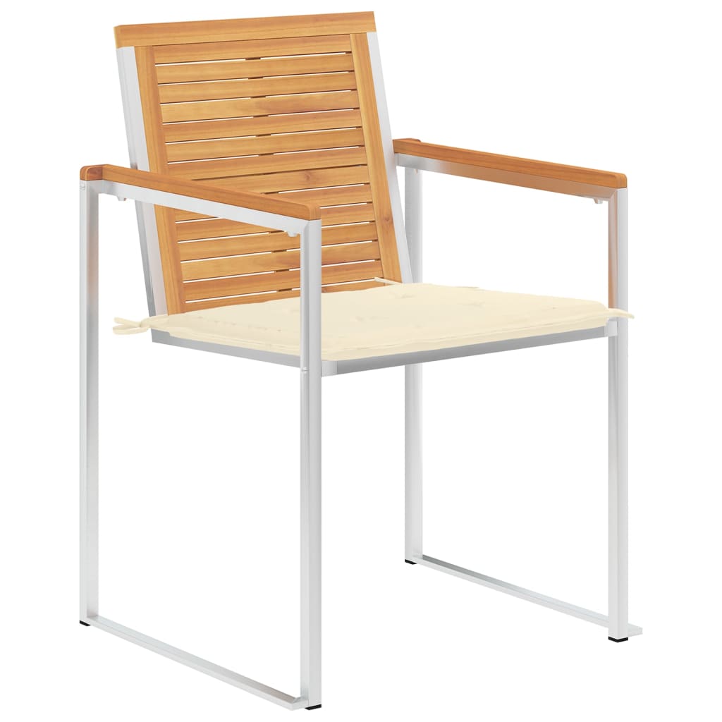 6 Stk. Gartenstühle mit Kissen Massivholz Teak