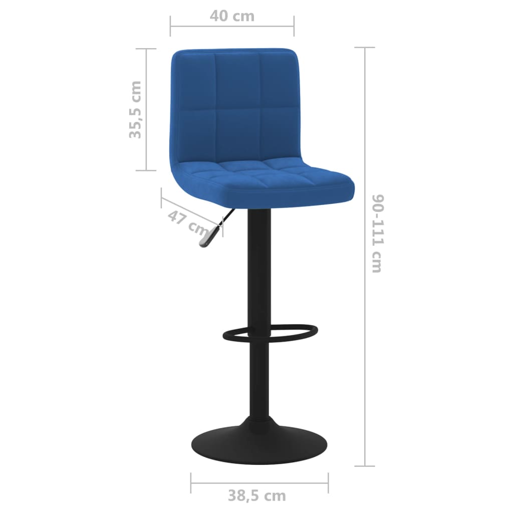 Barhocker 2 Stk. Blau Samt