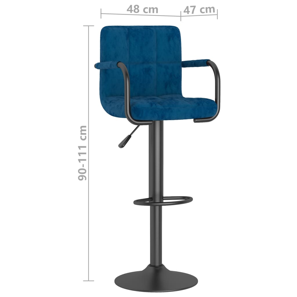 Barhocker 2 Stk. Blau Samt