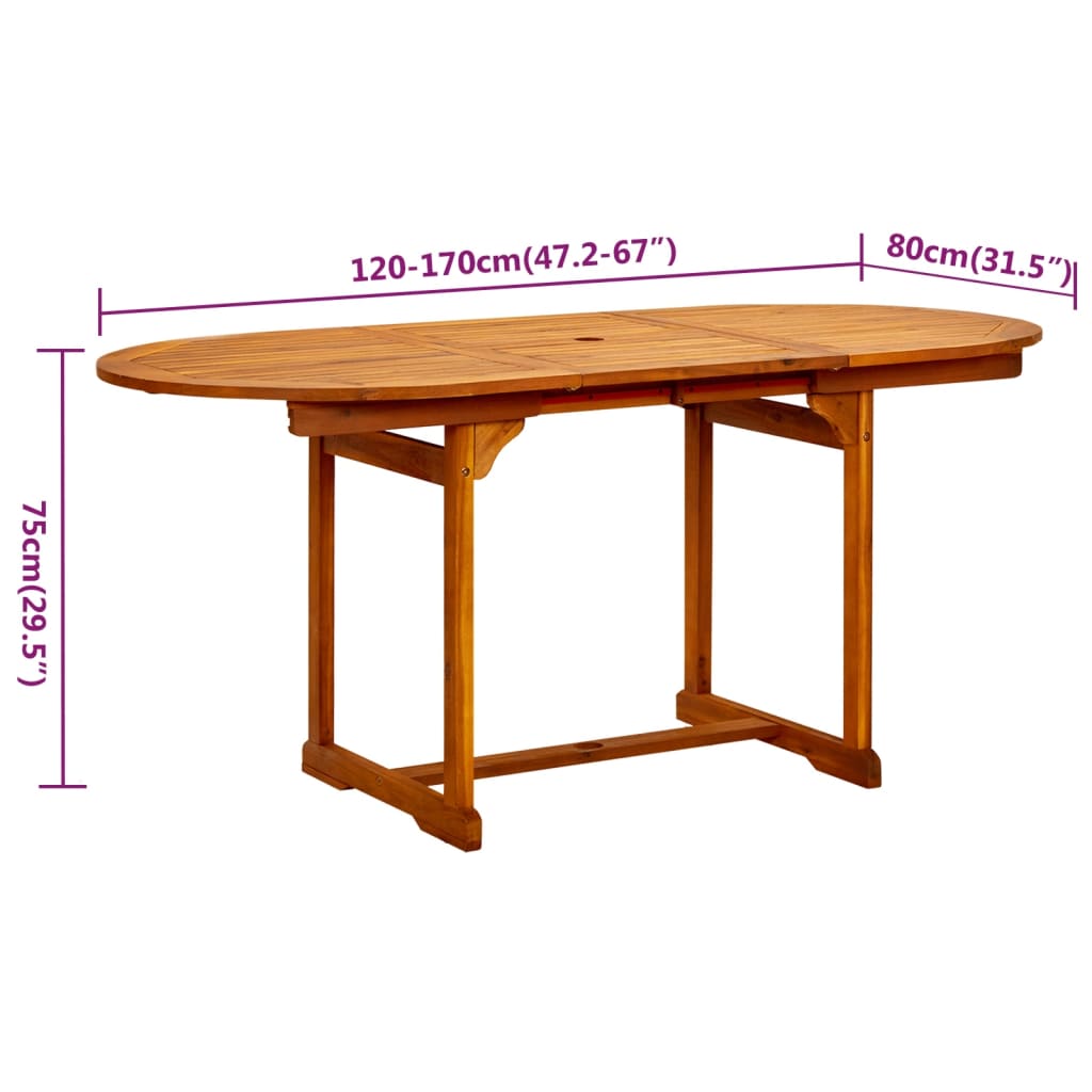5-tlg. Garten-Essgruppe Massivholz Akazie 120-170 cm