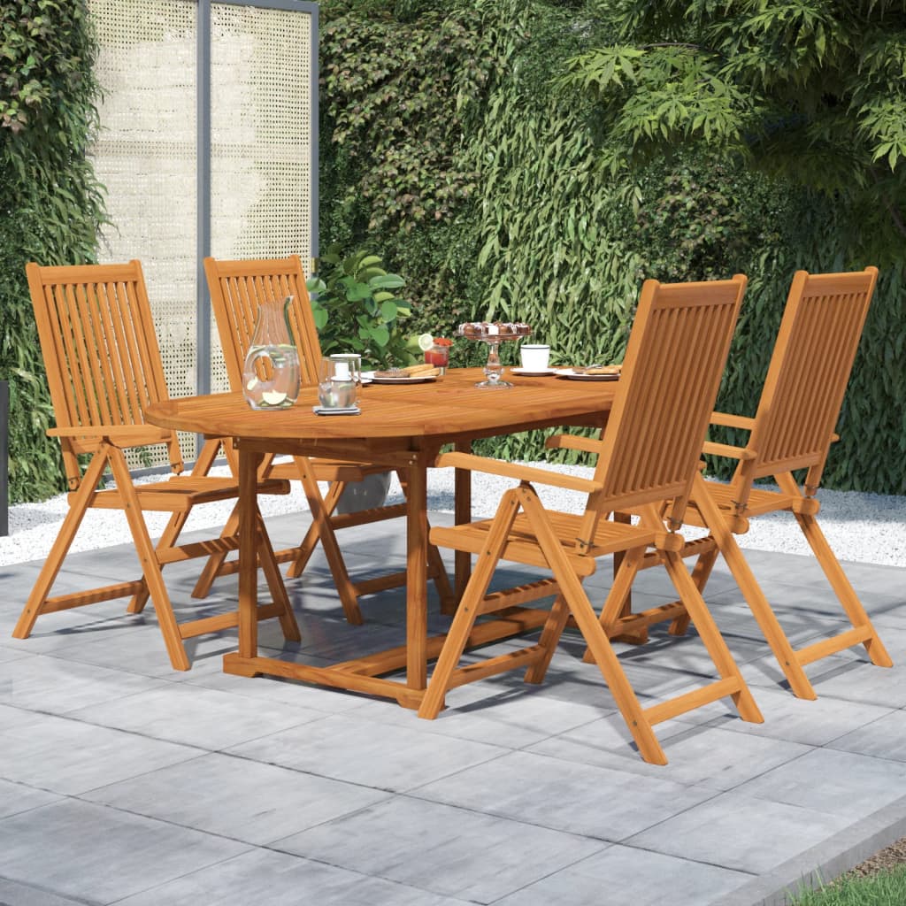 5-tlg. Garten-Essgruppe Massivholz Akazie 120-170 cm