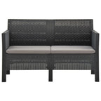 2-tlg. Garten-Lounge-Set mit Kissen PP Rattan Anthrazit