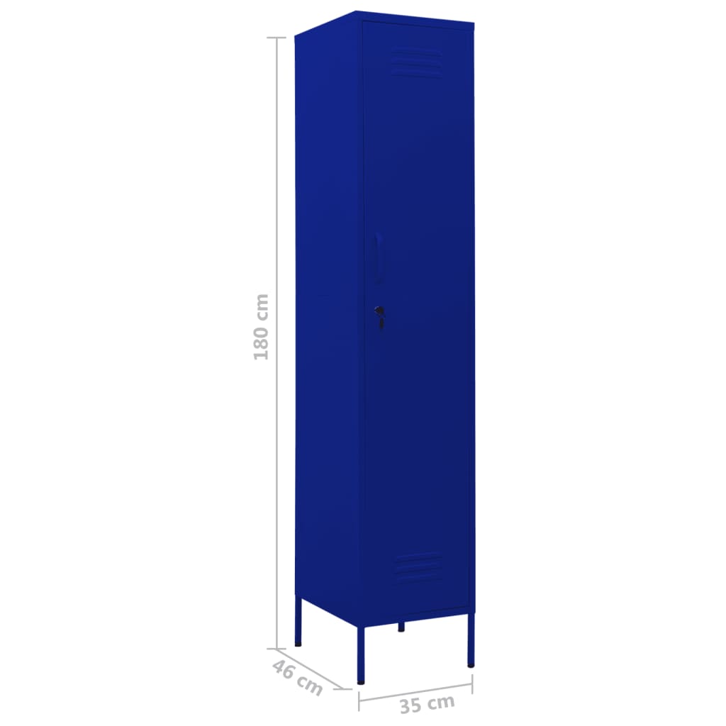 Schließfachschrank Marineblau 35x46x180 cm Stahl