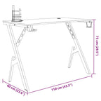 Gaming-Schreibtisch mit Y-Gestell Schwarz und Rot 110x60x75 cm