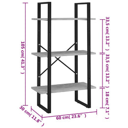 Lagerregal Betongrau 60x30x105 cm Holzwerkstoff