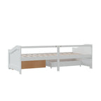 Tagesbett 3-Sitzer mit Schubladen Weiß Kiefernholz 90x200 cm