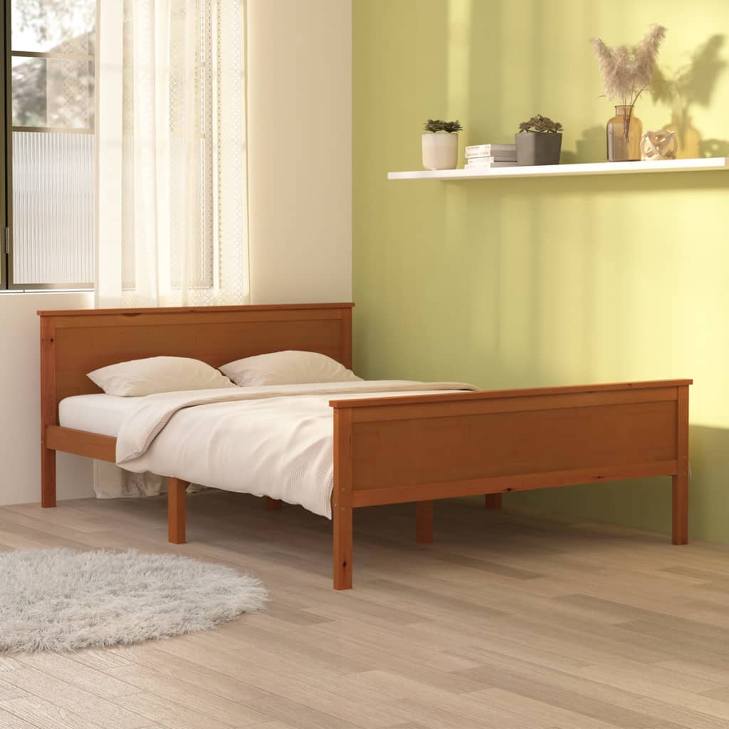 Massivholzbett ohne Matratze Honigbraun 120x200 cm Kiefernholz