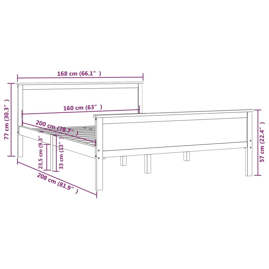 Massivholzbett Honigbraun Kiefernholz 160x200 cm