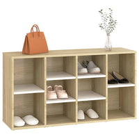 Schuhbank Weiß und Sonoma-Eiche 103x30x54,5 cm Holzwerkstoff