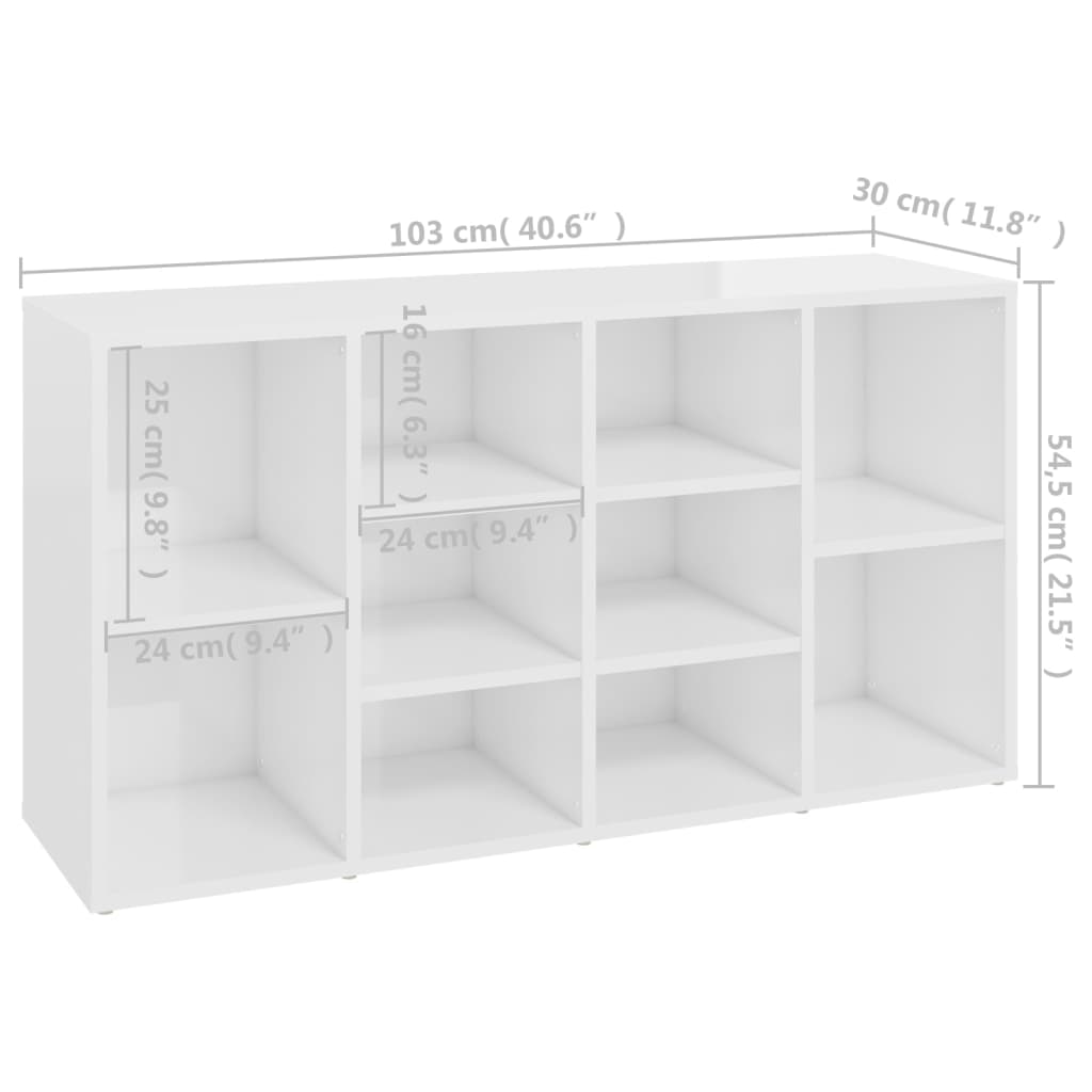 Schuhbank Hochglanz-Weiß 103x30x54,5 cm Holzwerkstoff