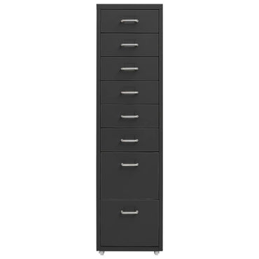 Aktenschrank mit Rollen Anthrazit 28x41x109 cm Metall