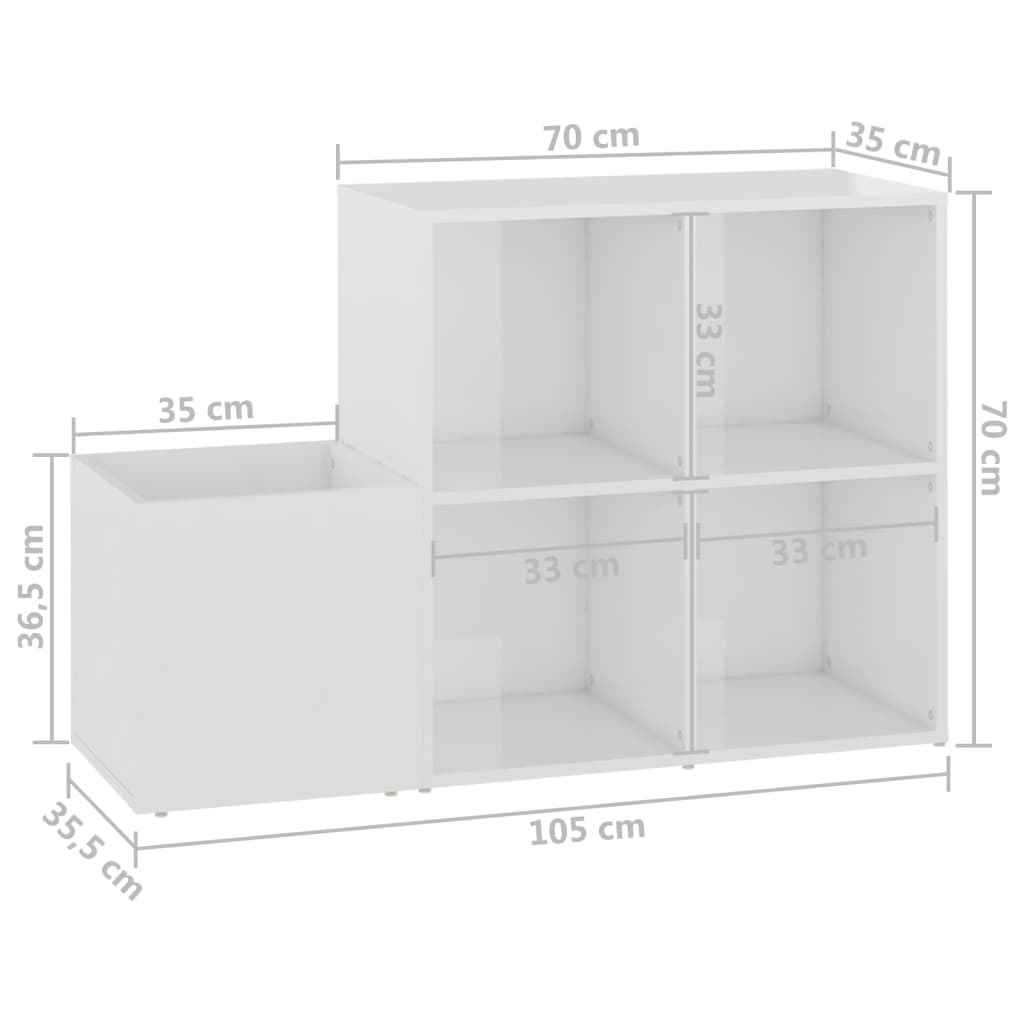 Flur-Schuhschrank Hochglanz-Weiß 105x35,5x70 cm Holzwerkstoff