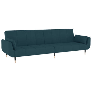 Schlafsofa 2-Sitzer mit 2 Kissen Blau Samt