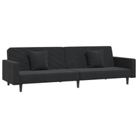 Schlafsofa 2-Sitzer mit 2 Kissen Schwarz Samt