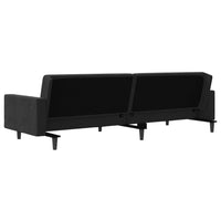 Schlafsofa 2-Sitzer mit 2 Kissen Schwarz Samt