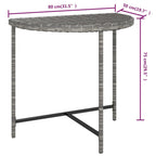 Gartentisch Grau 80x50x75 cm Poly Rattan