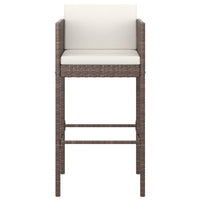 Barhocker 4 Stk. mit Kissen Braun Poly Rattan