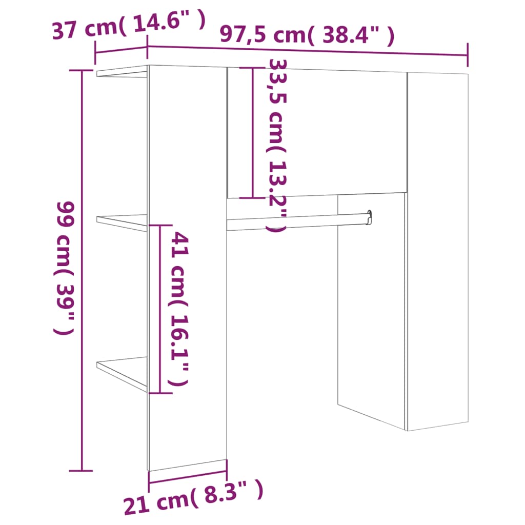 Flurschrank Weiß 97,5x37x99 cm Holzwerkstoff