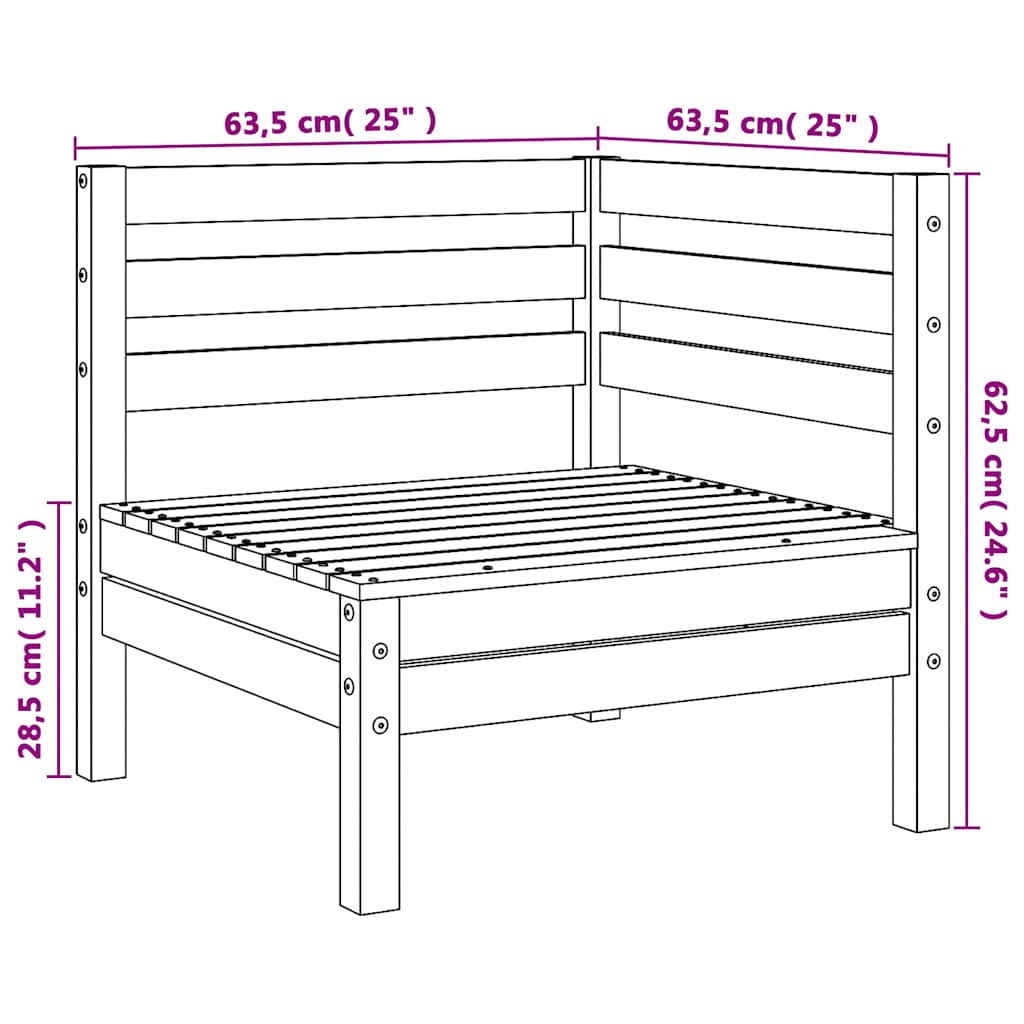 Garten-Ecksofa Weiß Massivholz Kiefer