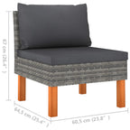 9-tlg. Garten-Lounge-Set Poly Rattan und Eukalyptusholz Grau