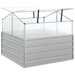 vidaXL Garten-Hochbeet mit Gewächshaus 100x100x85 cm Silber