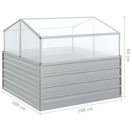vidaXL Garten-Hochbeet mit Gewächshaus 100x100x85 cm Silber