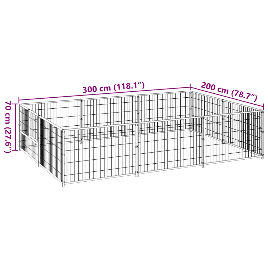 Hundezwinger Schwarz 6 m² Stahl